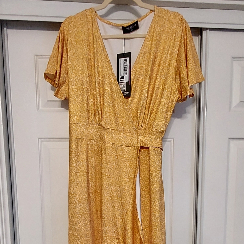 Rebdolls Mustard Wrap Maxi Dress